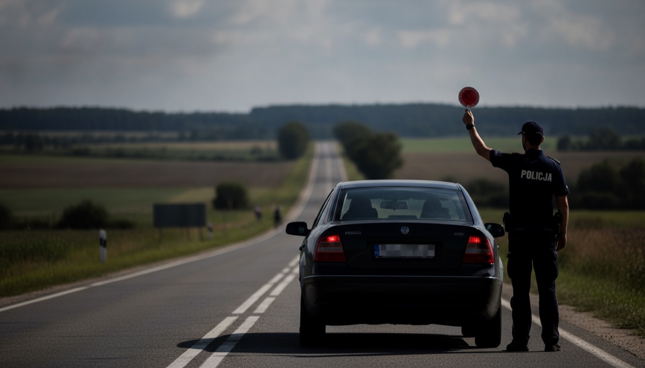 Driftował na rondzie, uderzył w latarnię i odjechał. 19-latek stracił prawo jazdy